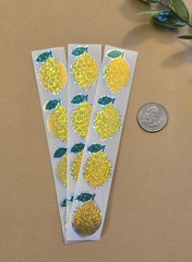 12 Sparkly Lemon Stickers Holographic Lemon Stickers Summer Fruit Stickers