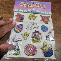 12 Vtg Stick-Ons Easter Unlimited Puffy Easter Bunny Eggs Chicks Stickers NOS