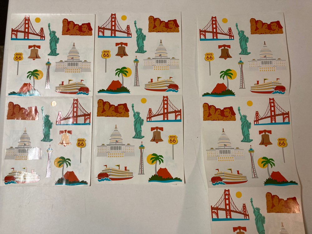 Lot 10 Mods Mrs Grossman Vintage Sticker Sheets USA Travel Statue of Liberty DC