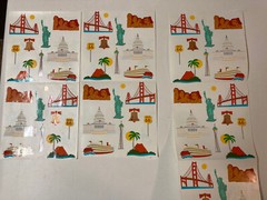 Lot 10 Mods Mrs Grossman Vintage Sticker Sheets USA Travel Statue of Liberty DC