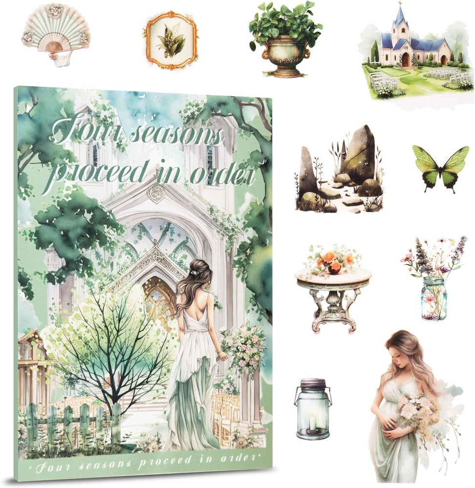 Spring Theme Journal Stickers – 20 Sheets Precut PET Tape Stickers for Junk Jour