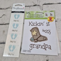 New Baby Arrival Shower Scrapbooking Stickers Lot Of 7 Footprints Family Toys