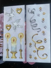 Vintage Set Of 2 Creative Memories Sticker Strips Doves Candles, Confetti