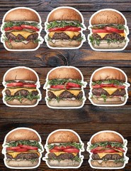 Simple Cheeseburger Die Cut Vinyl Stickers Set Scrapbooking Laptop Water Bottle