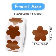 500 Pcs Light Brown Daisy Stickers 1 Inch Cute Flower Shaped Sticker Labels