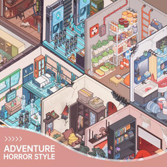 20 Sets 3D Sticker Scene Book – DIY Horror Adventure House & Kawaii Mini Sticker