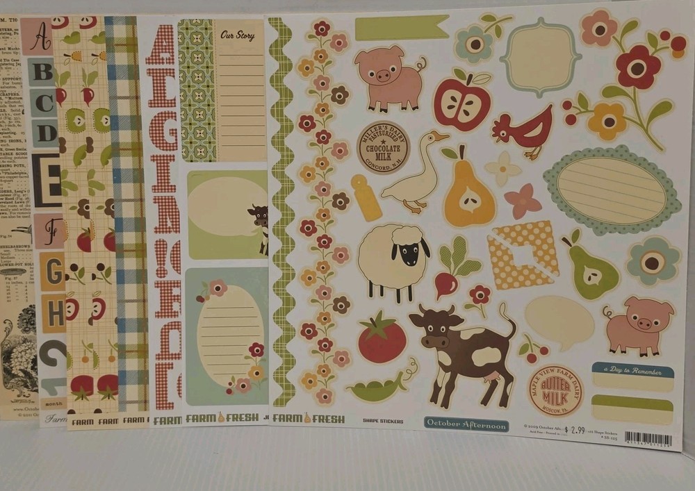 October FARM FRESH & FARMHOUSE 12×12 Sheets, Stickers, Journal Cards **READ**