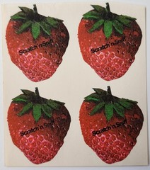 4 Strawberry Scent Mods 3M/Mello Smello Scratch & Sniff Stickers 1980’s Stiggles