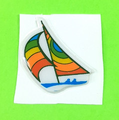 Vintage 80’s Rainbow Sailboat Puffy Sticker