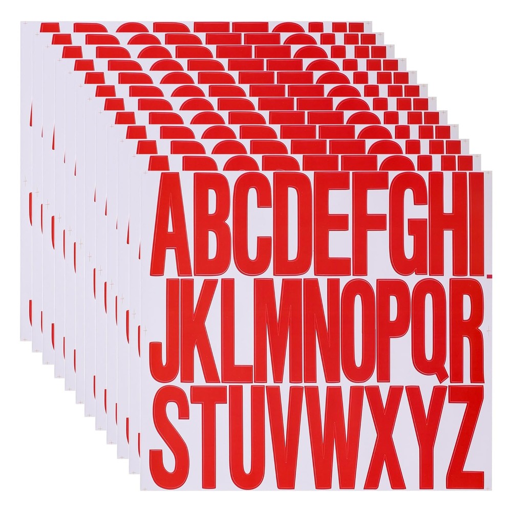 3 inch 12 Sheets Alphabet Stickers, Red Self Adhesive Vinyl 3 Inch,