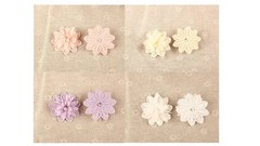 CraftbuddyUS 10 Lilac Flower w/Pearl Centre 3D motif 50mm,Sew Stitch Fabric DIY