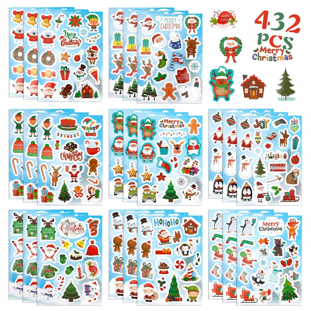 Christmas Stickers, Christmas Crafts Stickers for Kids, 432 PCS Self-Adhesive
