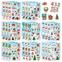 Christmas Stickers, Christmas Crafts Stickers for Kids, 432 PCS Self-Adhesive