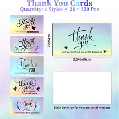 1120Pcs Thank You Stickers and Cards Set for Supporting My Small Holographic