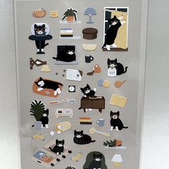 Black White Cat Stickers Cat’s Catch Planner Scrapbooking Journal Card Making
