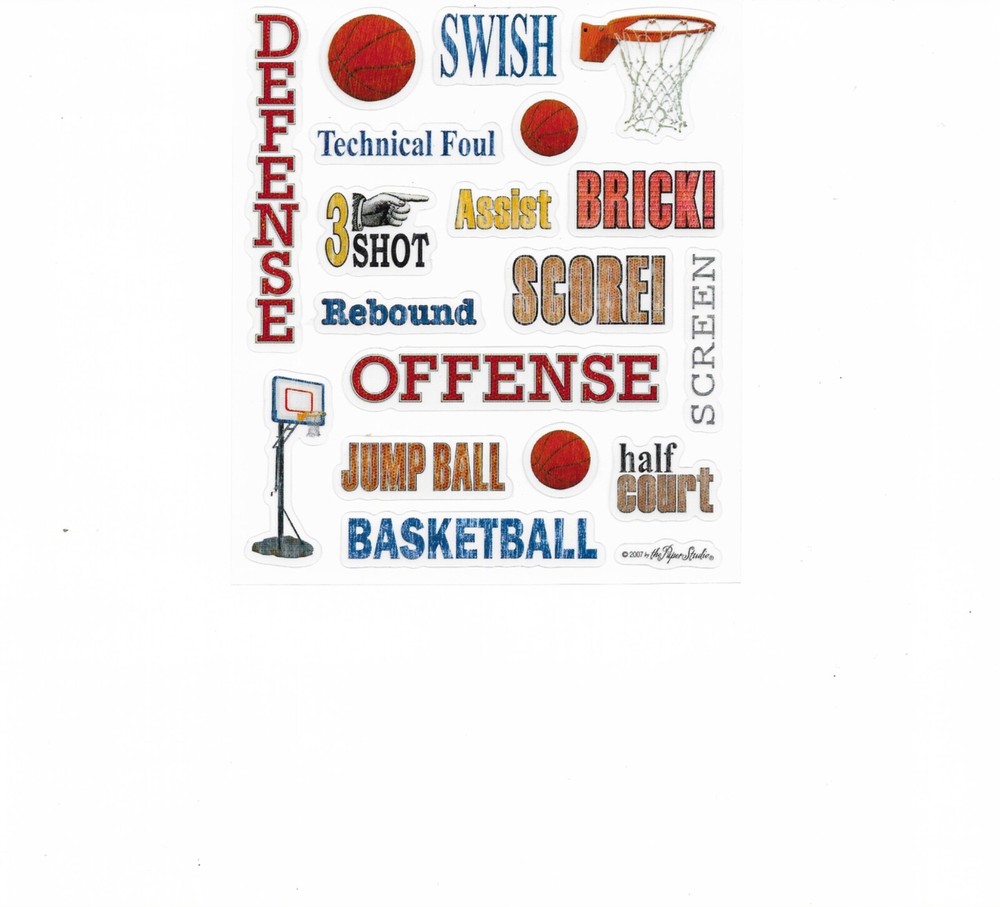18 Basketball Goal Phrase Swish Score! Sports Scrapbook Craft Stickers