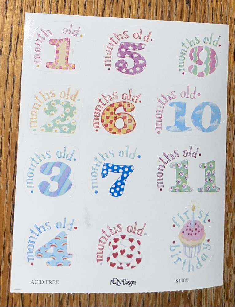 Timeless Treasures By NRN Designs Baby 1-12 Months 1 Year Old Scrapbook Stickers