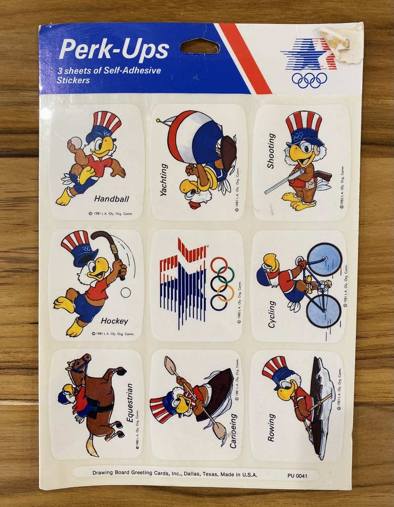 Vintage 1984 Los Angeles Olympic Games Eagle Sports Self-Adhesive Sticker Sheet
