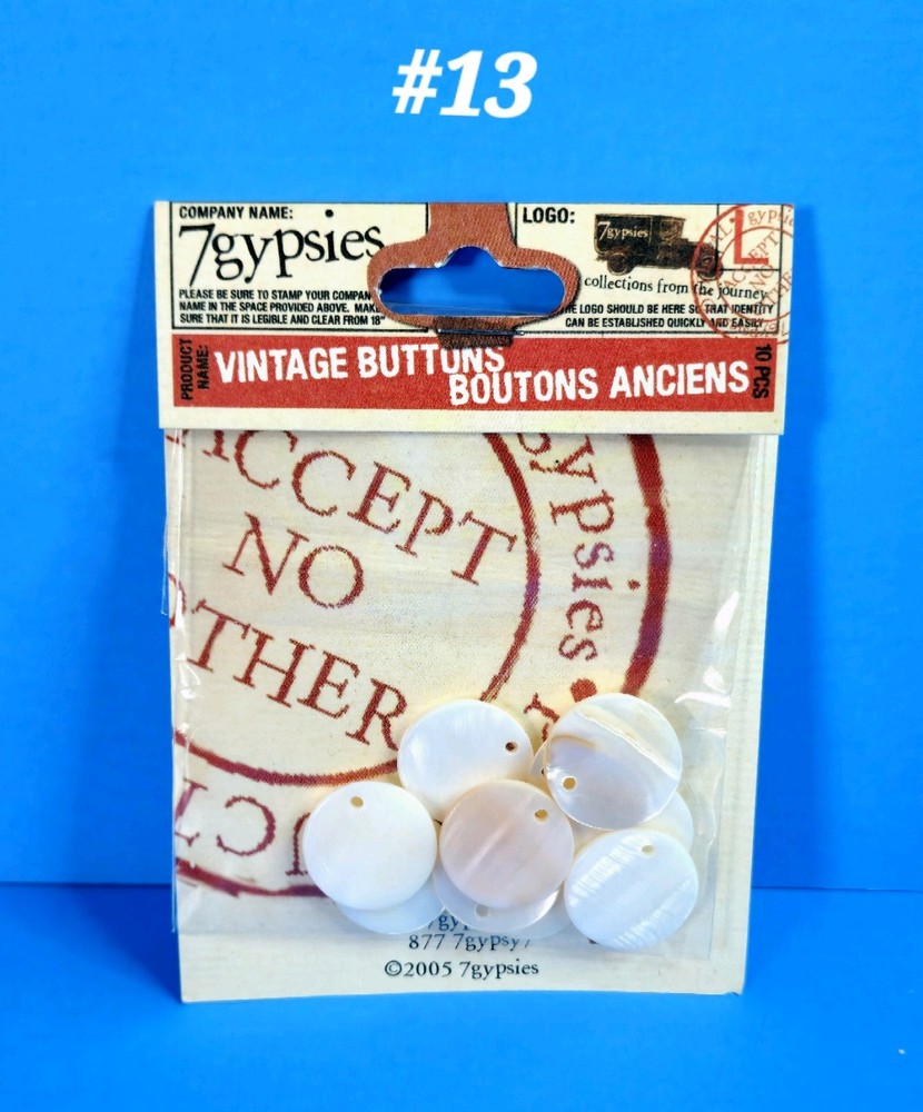 RETIRED RARE 7 GYPSIES VINTAGE PEARL BUTTONS 10 PC. SCRAPBOOK EMBELLISHMENTS #12