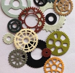 GEARS Die-Cuts(15pc)Steampunk •Cog•Metal•Sprocket•Earthtone•Machine Antique•Spin
