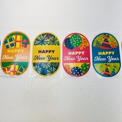 500 Happy New Year Stickers Roll Gift Tags Envelope Seal 2.5 X 1.5 Inch