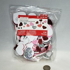 Approx 175 pc Heart Foam Stickers Scrapbooking 3D Valentine’s Glitter Asst Sizes