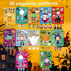 Halloween DIY Stickers Set – 36 PCS Mix and Match Characters for Kids