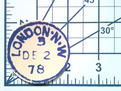 London NW 1978 Postmark Travel Stamp Vinyl Die Cut Scrapbook Journal Decal