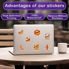 Creative 50 Pcs Hot Dog Stickers – Waterproof Cartoon Decals for Everyone