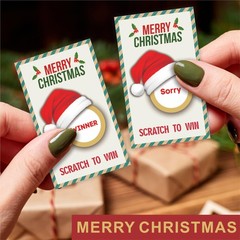 Merry Christmas Scratch Off Cards with Stickers – Santa Hat Scratch to Win Ga…