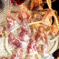 Stereo Laser Gold Fairy Elf Angel Stickers Shell-light Mermaid Scrapbooking DIY