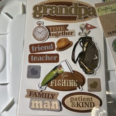 Lot Of 5 Packs Scrapbook Craft Stickers 3-D Glitter Trees Grandpa Birds Shiny
