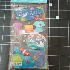 SCRAPBOOK STICKER Pet Adventure Aquarium jellyfish penguin Nemo Shark Seahorse