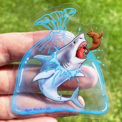 Clear Sticker: Pet Great White Shark And Seal