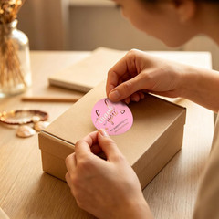 500Pcs Pink Thank You Stickers Roll – 4 Rose Gold Foil Font Designs, 1.5 Inch Th