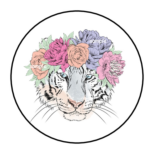 FLORAL TIGER ENVELOPE SEALS STICKERS LABELS TAGS 1.5″ ROUND (30) FLOWERS