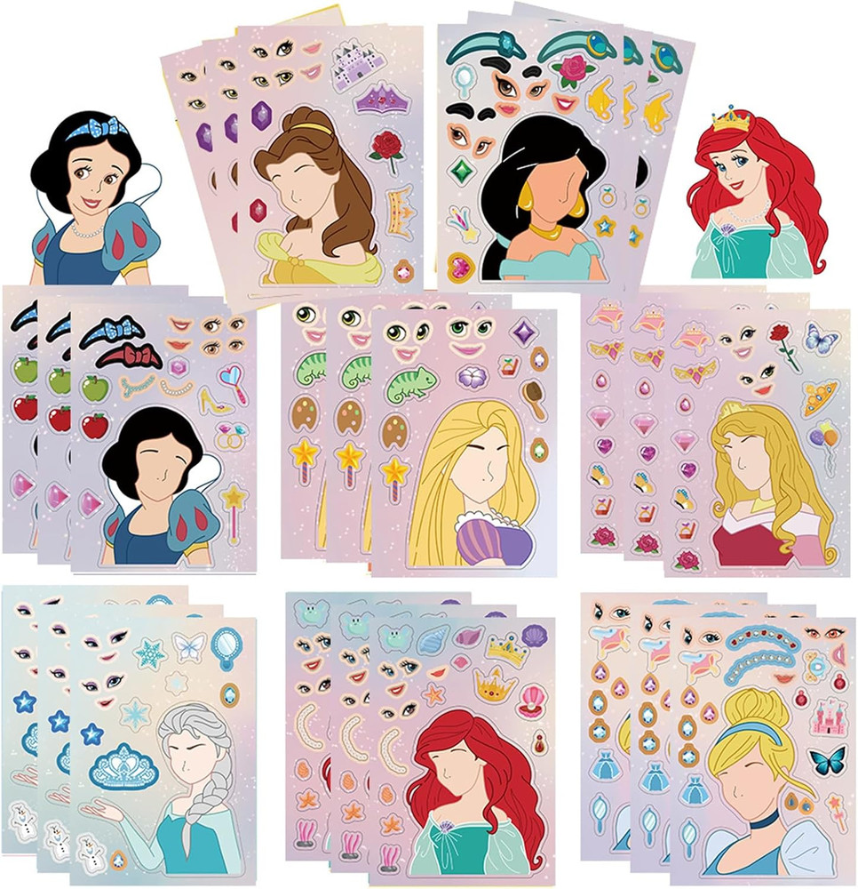 Princess Themed Stickers, 24PCS Make Your Own DIY Stickers for Crafts