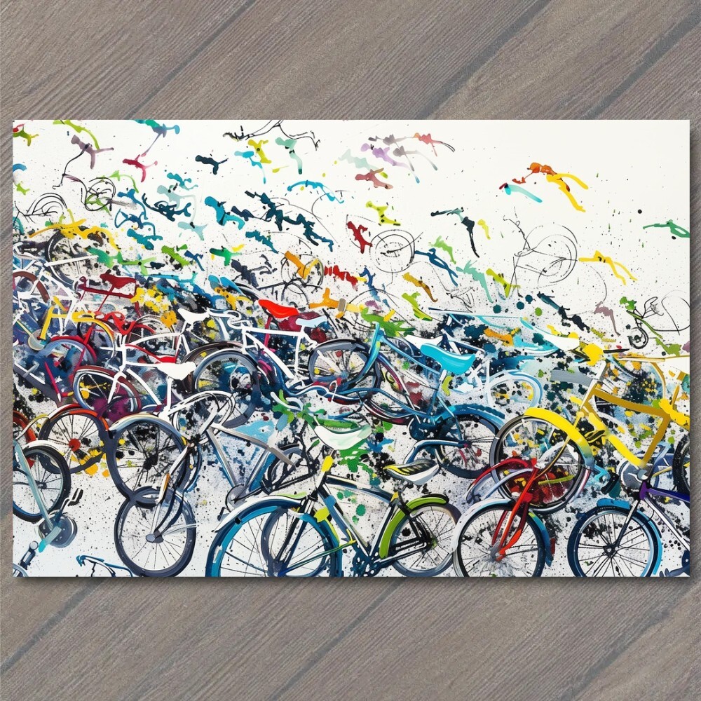 STICKER Bicycle Collage Riding Bikes Funny Cute Strange Wheels Fun Cute Art
