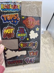 Vintage Stickers Mark 1, chrome Prism,RARE,rainbow Words, CS27, AG2