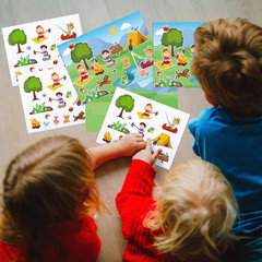 24 Mini Sticker Scenes for Summer Camp Adventure Educational Activities