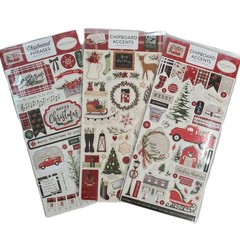 Carta Bella Chipboard Accents Phrases Christmas Market 6×13- Lot of 3