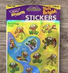 Vintage Trend Enterprises Stickers Foil Bright Funny Frogs 2 Sheets Brand NEW