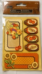 9 Packages Fall Stickers 1 Used Spool of Ribbon Scarecrow Pumpkins Acorns Leaf’s