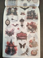 30 Pg Sticker Book Gothic Night Castle & 20 Sheets Ephemera Papers 50 Pgs Total