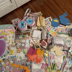 Easter Spring Scrapbooking Crafting Lot Hundreds Stickers Ribbon Misc Tons