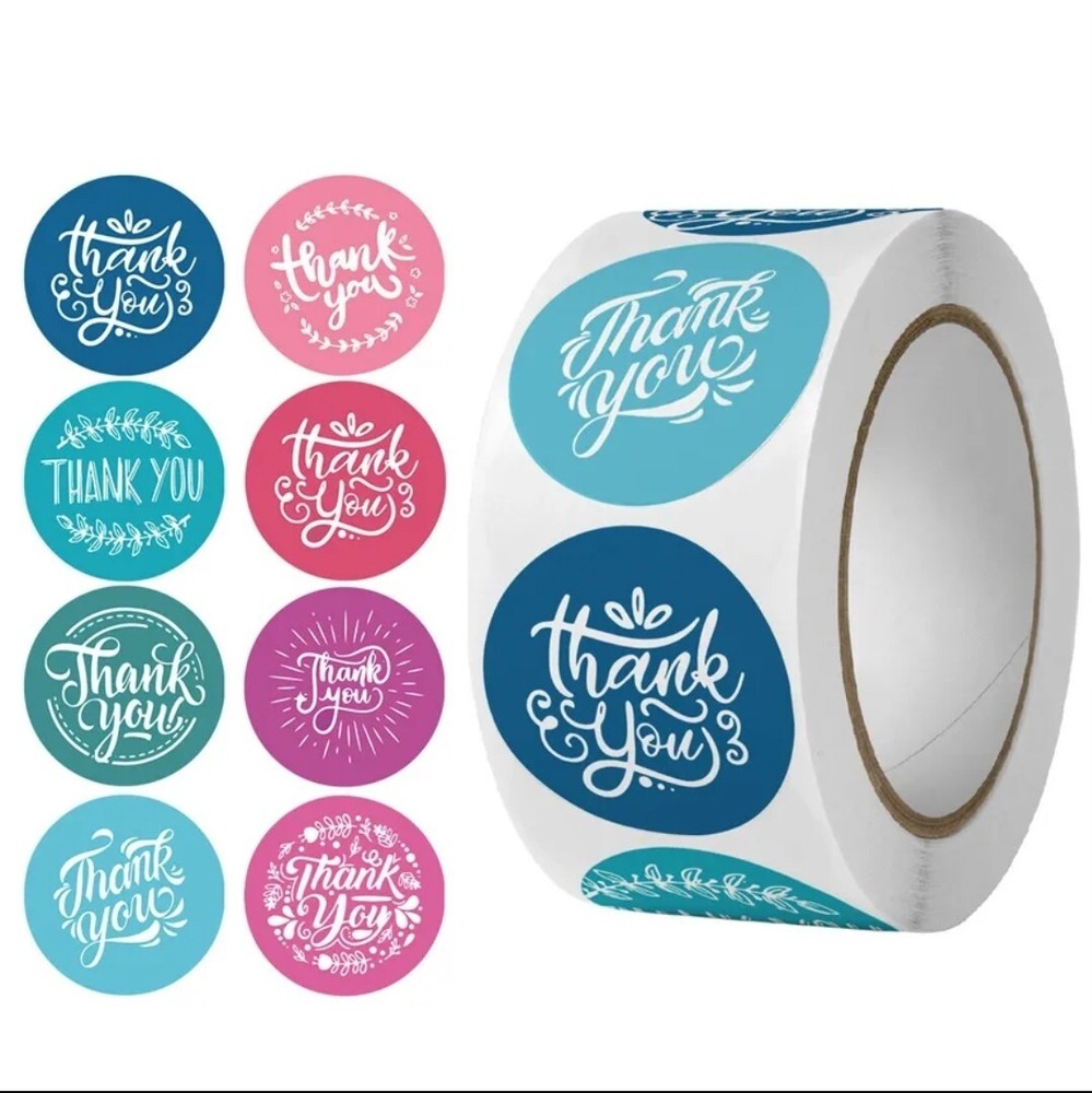 500 X STICKERS THANK YOU Self Adhesive Sticker Cute Business Sticker