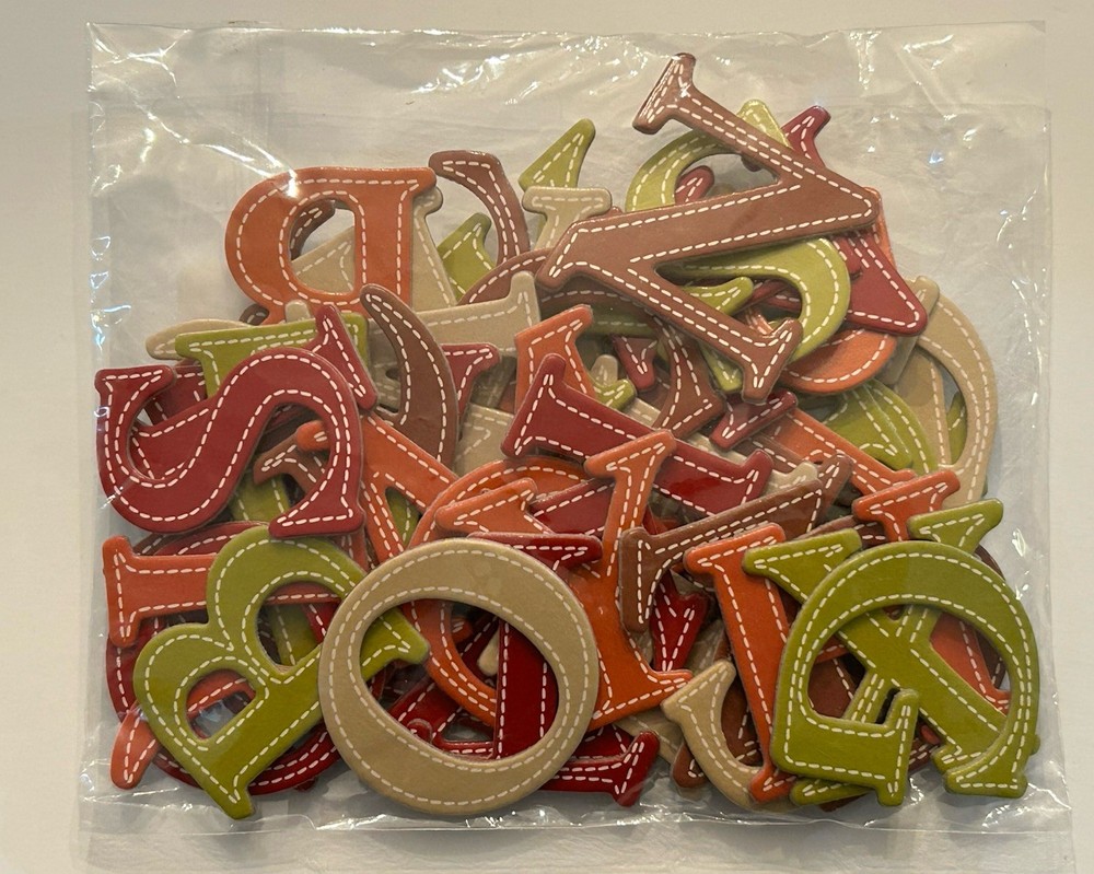 NEW Unbranded FALL COLORS STITCHED LOOK ALPHABET 1 1/2” Chipboard Letters