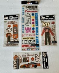 Tony Stewart #20 Racing Nascar Scrapbooking Stickers Lot of 4 Packs Assorted