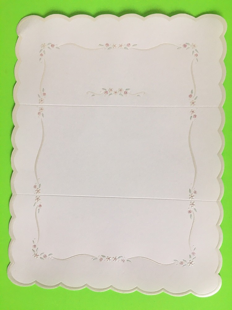 Vintage Card Stock Paper #44 embossed flowers / border Invitations 8 1/2 x 11
