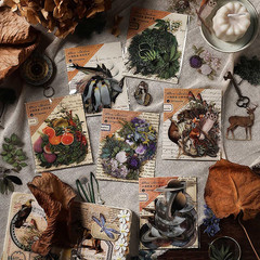 240PCS Waterproof Flowers Leaves Animals Plants Nature Stickers for Art Journali